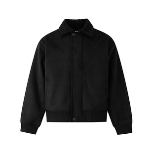 MRCYC羊羔毛翻领短款棉衣男士冬季宽松保暖加厚棉服韩系通勤穿搭