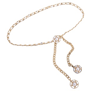 女士金属腰链配裙子高级感细腰带装饰时尚百搭收腰山茶花链条皮带