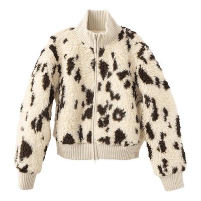 WHM设计感花斑长毛针织布外套