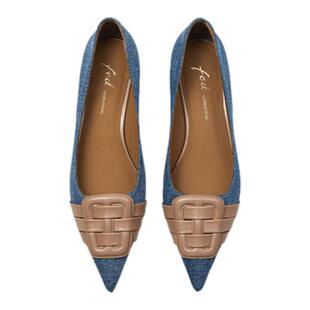 fed尖头单鞋秋季新款女鞋时尚撞色浅口低跟单鞋女款R0809-YAB025