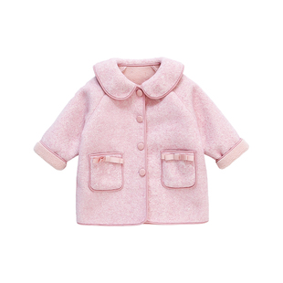 女孩秋冬季加绒呢子外套2025新款韩版中长款上衣外套加厚保暖