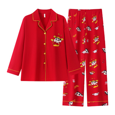 全家福喜庆大红亲子家居服