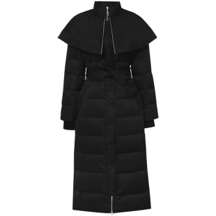 2025冬季装新款时尚修身收腰斗篷白鸭绒羽绒服女长款高端加厚外套