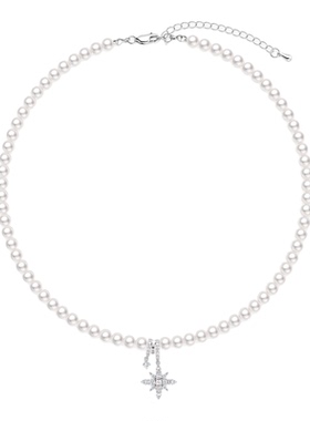 阿吉豆项链女八芒星珍珠项链颈链