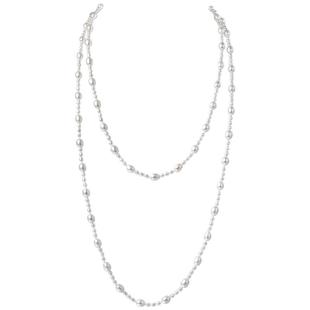 黛米珠宝 辰光星链 3-7.3mm小米珠淡水珍珠项链 设计款多戴毛衣链