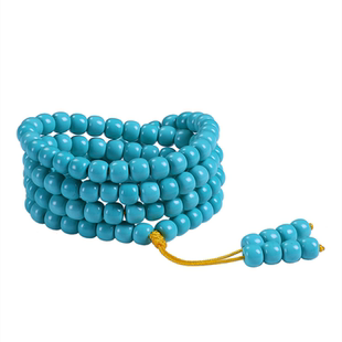 天然原矿高瓷绿松石手串绿圆珠老型桶珠108颗珠手链项链散珠配饰