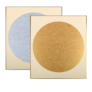 徽鹤金潜卡纸泥金硬卡圆形镜片空白扇面银潜小楷工笔国画书法宣纸花鸟熟宣扇形金边硬卡纸包边作品纸