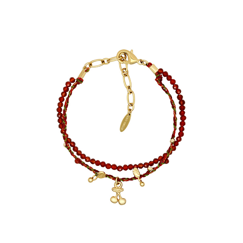 LAZY CIRCLES水果点点编织手链女多层天然石串珠叠戴吊坠手串