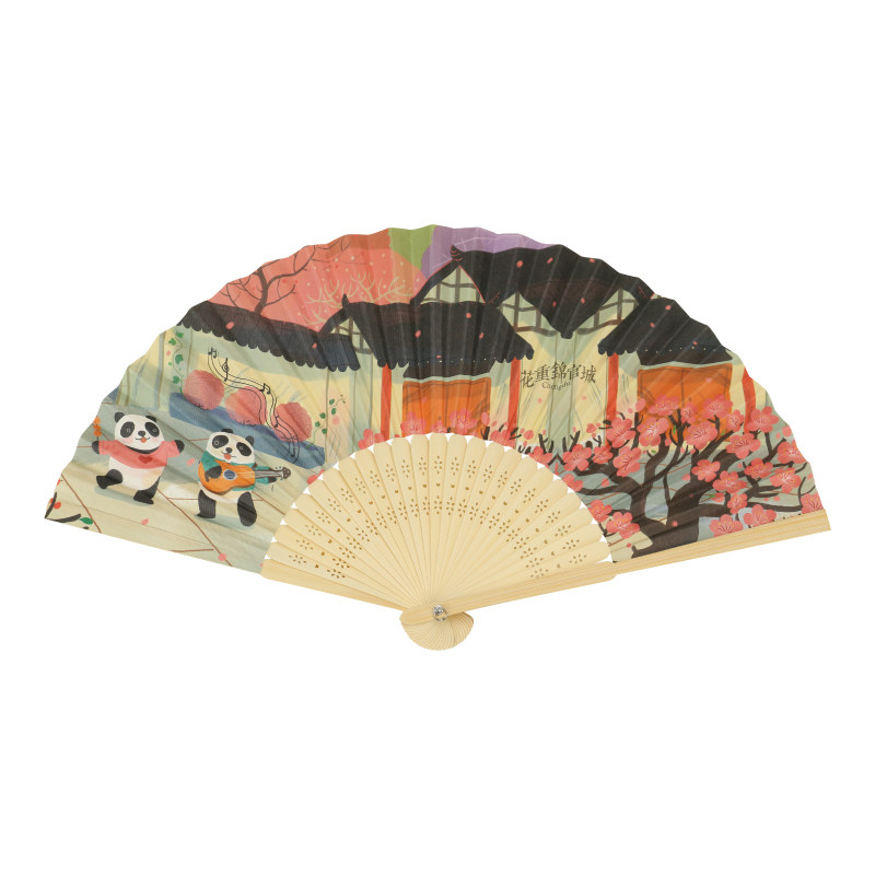 杜甫草堂 纸质折扇 博物馆文创礼品成都纪念品熊猫中国风扇子礼物