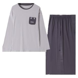 顶呱呱官方旗舰店长袖睡衣男士纯棉圆领家居服套装春夏薄全棉宽松