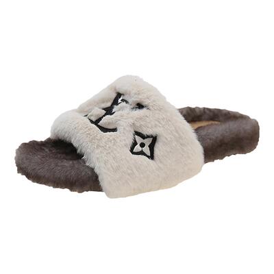 棉拖鞋时尚百搭羊羔毛厚底拖鞋