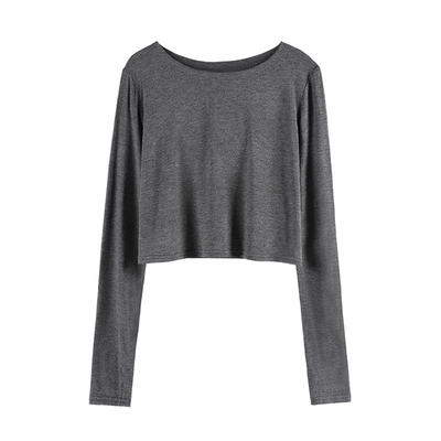 短款长袖T恤女小心机上衣jazz跳舞爵士舞蹈服女性感嘻哈演出服秋