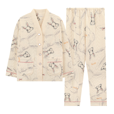 产妇家居月子服产后空气棉秋冬哺乳期套装孕妇睡衣孕期专用小个子