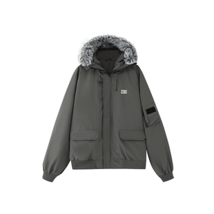 老章和小胖PONGKIKI飞行日记脱卸毛领派克羽绒服女大码显瘦夹克冬