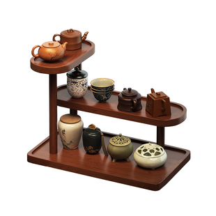 博古架实木中式小型茶具置物架茶桌桌面茶杯架茶室摆件茶台展示架