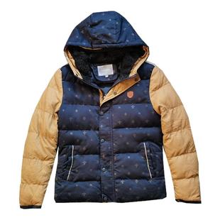 国内单男士秋冬季加厚拼色拼接连帽棉衣棉服短款修身外套