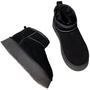 周冬雨同款雪地靴女厚底加绒加厚内增高棉鞋冬季新款真牛皮靴子潮