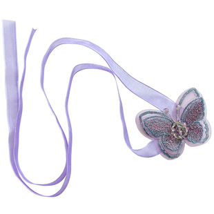 手腕花女童公主超仙蕾丝水晶刺绣古风蝴蝶丝带绑手花颈链发带多用