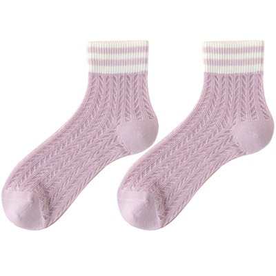 100%纯棉夏季薄款女士中筒袜