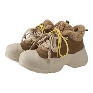 millies妙丽女鞋时尚休闲鞋女厚底加绒运动鞋秋冬保暖户外风棉鞋