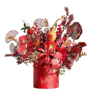 福禄双全新年仿真花桶组合紫色系高级感绢花桌面客厅装饰花艺摆件