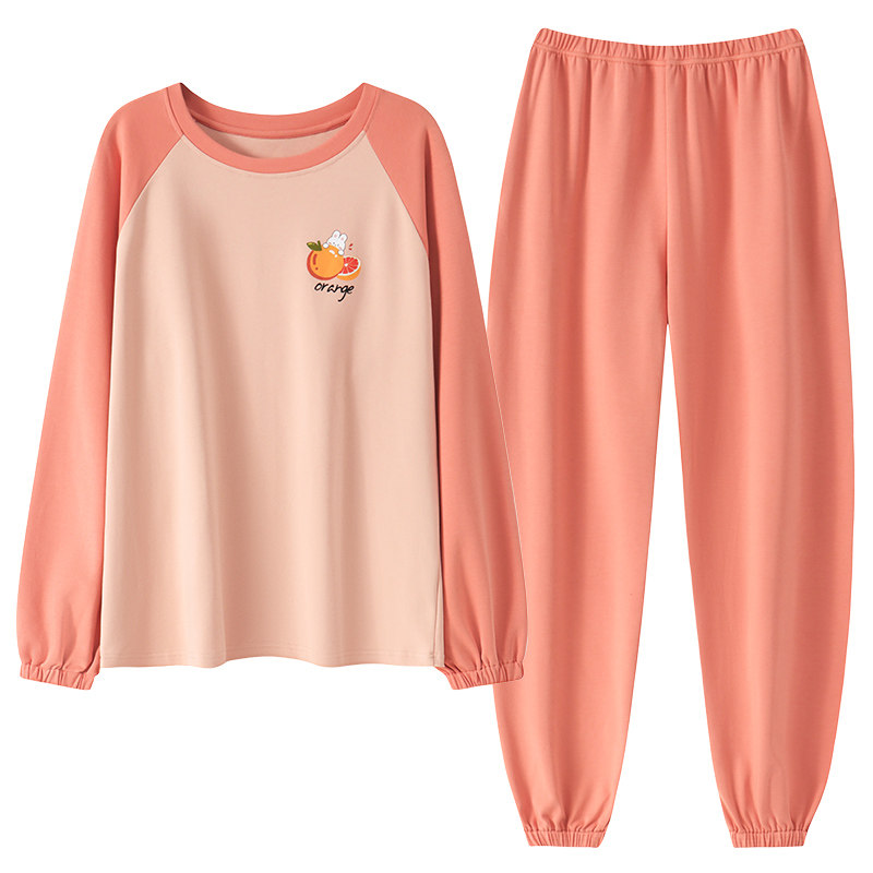纯棉自带胸垫防凸点睡衣女春秋季睡衣/家居服套装