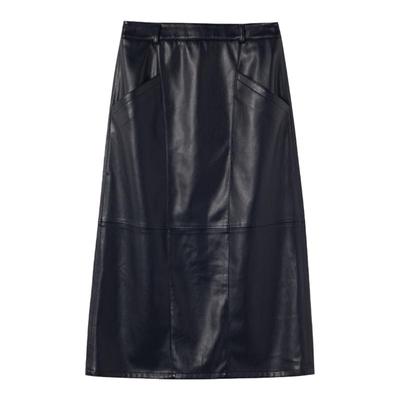 三所vintage环保PU皮半身腰裙