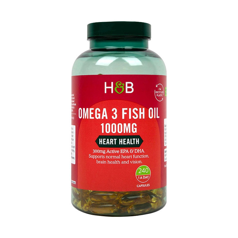 荷柏瑞holland barrett深海鱼油软胶囊Omega-3 欧洲原装进口240粒