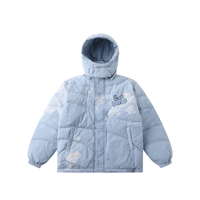 LAMLICKA卡通字母印花连帽羽绒服