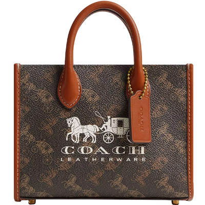 蔻驰托特包马车印花女包