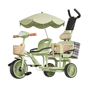 儿童三轮车双人宝宝脚踏车双胞胎手推车婴儿二胎童车大号1-3-6岁