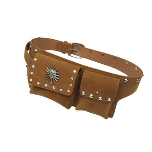 WACKYE 复古棕色废土风铆钉多用腰封腰包