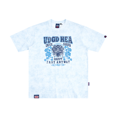 国潮醒狮纯棉做旧晕染短袖T恤