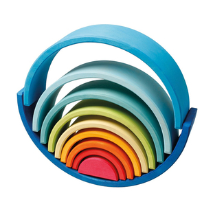 Grimm's德国格林木制彩虹积木Grimms 24新款华德福堆叠想象力玩具