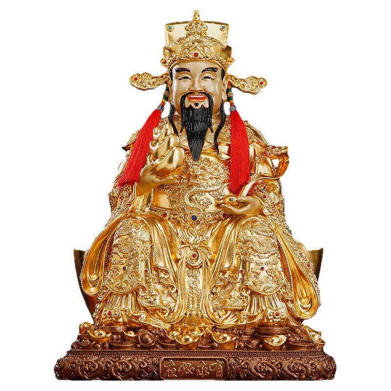 全铜财神爷供奉神像手工贴金摆件