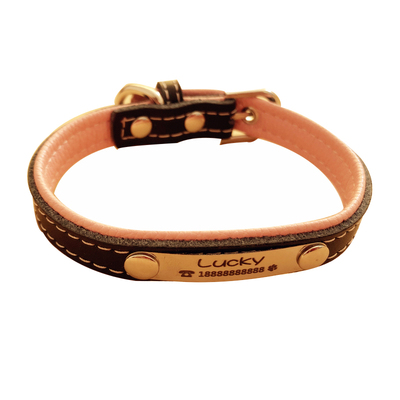 真皮猫牌DIY项圈铃铛定做刻字