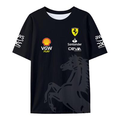 法F1拉利车队方程式速干冰丝T恤