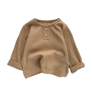 男宝宝春秋季纯色打底衫套装男童韩版休闲长袖T恤婴儿宽松牛仔裤