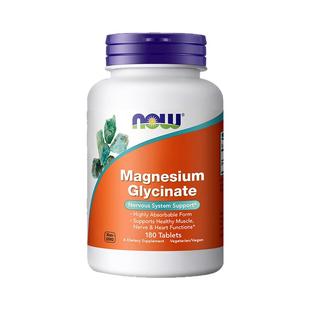 NOW诺奥甘氨酸镁片补充剂成人螯合镁元素胶囊200mg睡眠美国进口