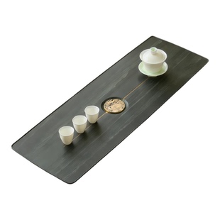 现代简约天罗绿茶盘长方形轻奢功夫茶台家用高级国画石排水式茶海