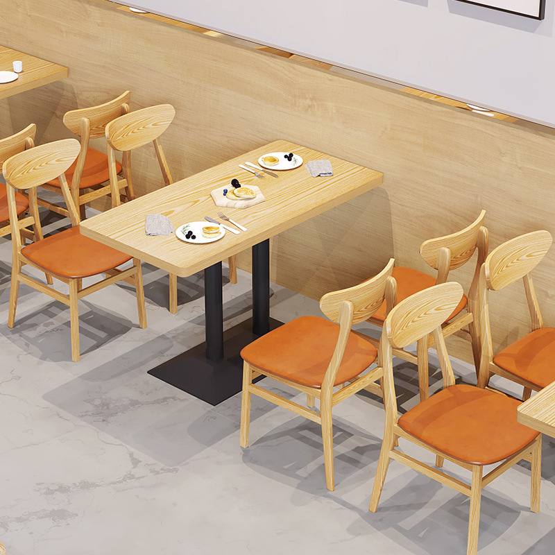 快餐汉堡寿司店水饺面馆食堂小吃奶茶店实木餐桌椅卡座组合圆桌