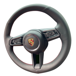 NAPPA手缝真皮方向盘套适用于保时捷宝马奔驰大众特斯拉本田思域