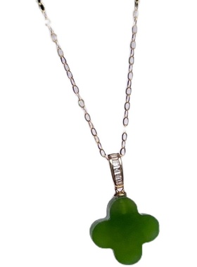 18k金天然碧玉挂件小幸运项链坠