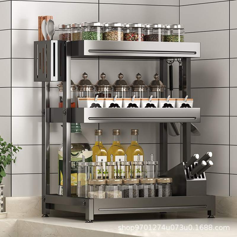 厨房调料调味罐置物架台面架调味品收纳架子调料油盐酱醋多功能放