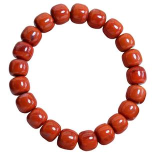 天然柿子红火焰纹瓦西南红手串老型珠女款 正品凉山南红手链男款