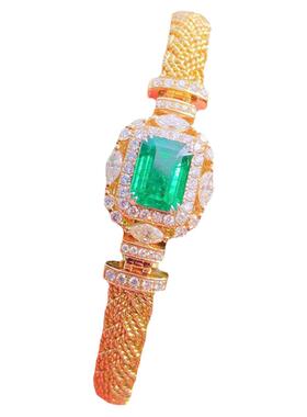 意大利手工祖母绿手镯开口手环