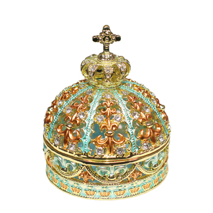 皇冠系列珐琅彩首饰盒求婚结婚礼物对戒盒三金耳环项链饰品盒摆件