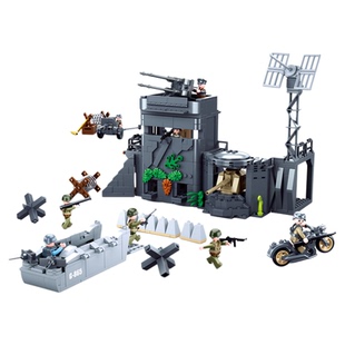 小鲁班军事系列德国黑豹G中型坦克88mm反坦克炮美军潘兴积木玩具