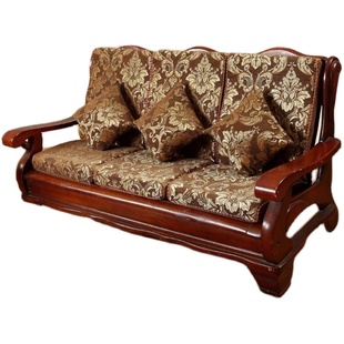 实木红木质沙发垫带靠背连体加厚中式四季防滑老式春秋椅海绵坐垫