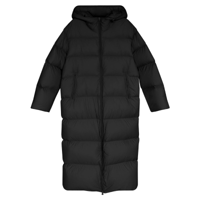 因由通勤锦纶长坤连帽羽绒服